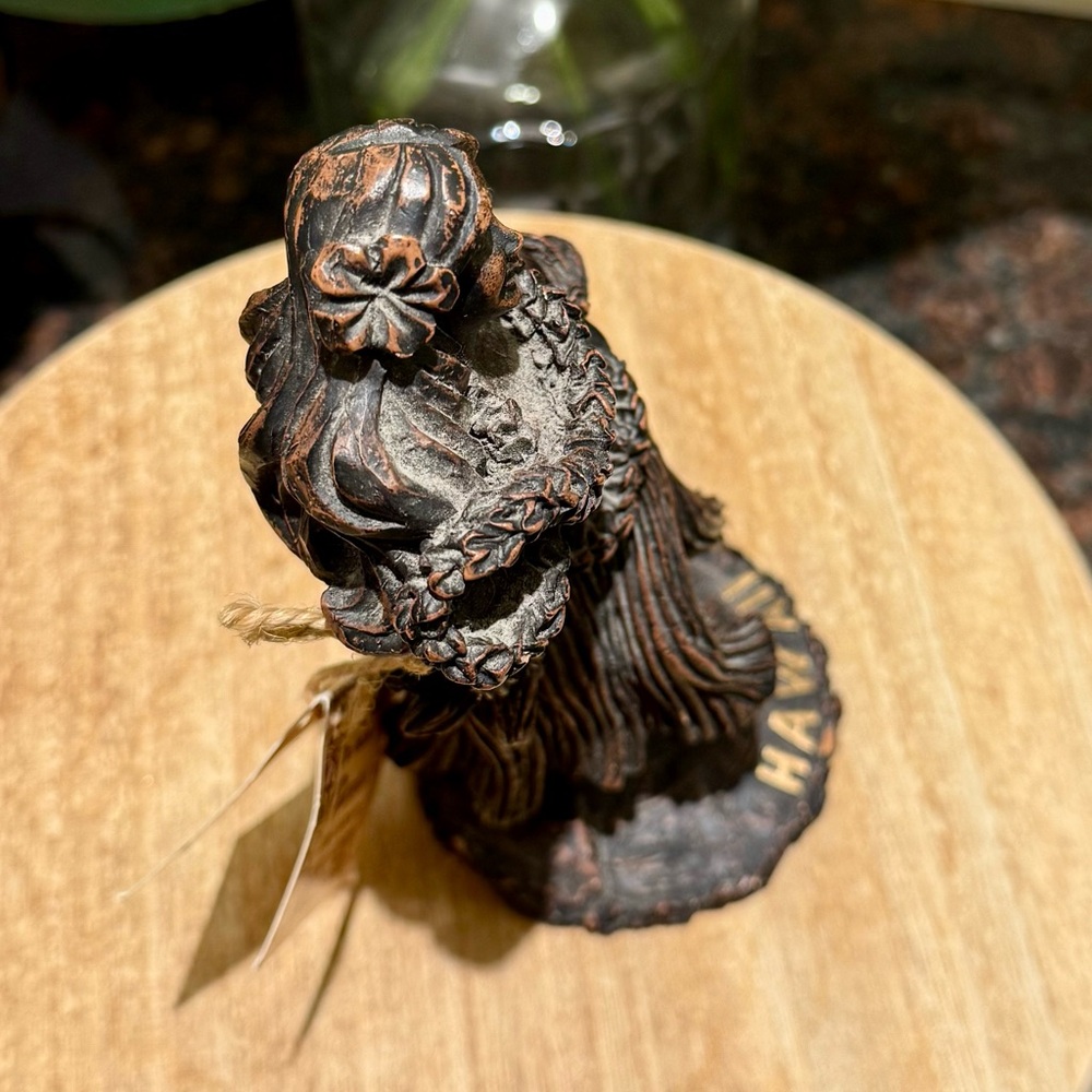 RARE- KC Company Hawaii, Vintage Wood Resin Hawaiian Carved Hula Girl 7" Figure - Picture 6 of 16